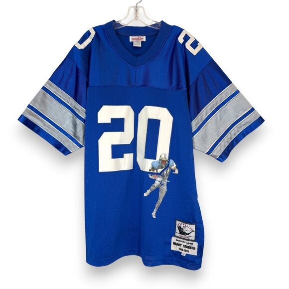 Mitchell & Ness Barry Detroit Lions Throwback Jersey Sanders Size 54 NFL Blue - Picture 9 of 9
